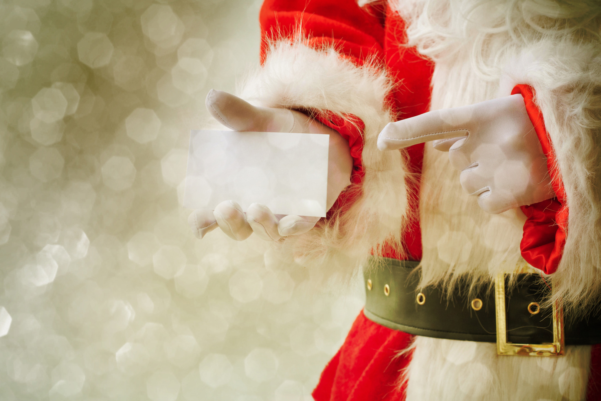 Santa,Claus,Holding,Visit,Card