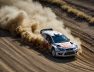 rally-car-is-kicking-up-cloud-dust-as-it-speeds-through-desert-race-course