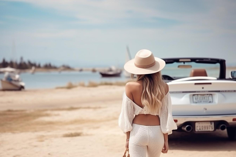 naine auto reis sõitma puhkus Freepik, AI